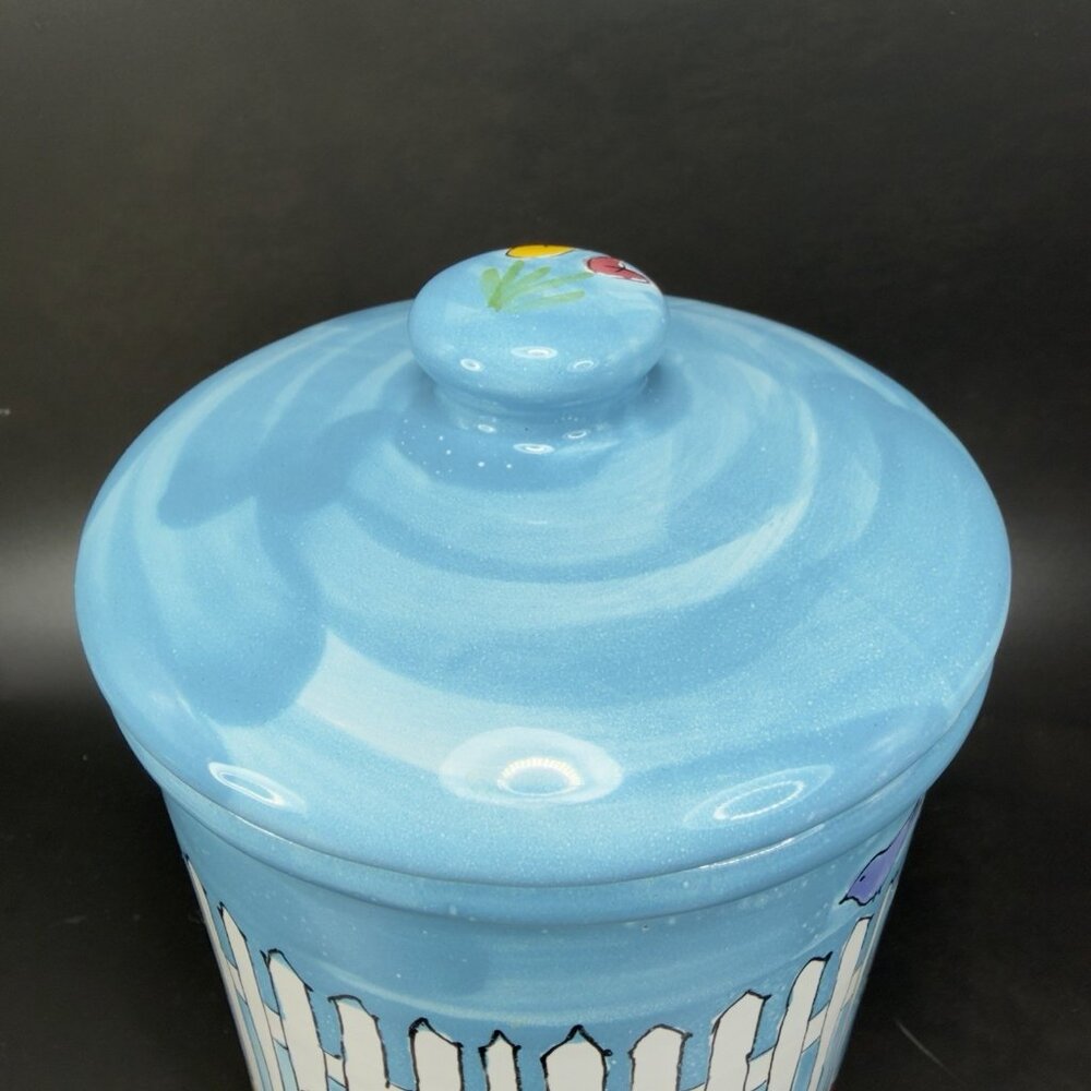 Starbucks Canister Cookie Jar Container Hand Painted Hungary Bunny Rabbit Flower - Picture 14 of 15